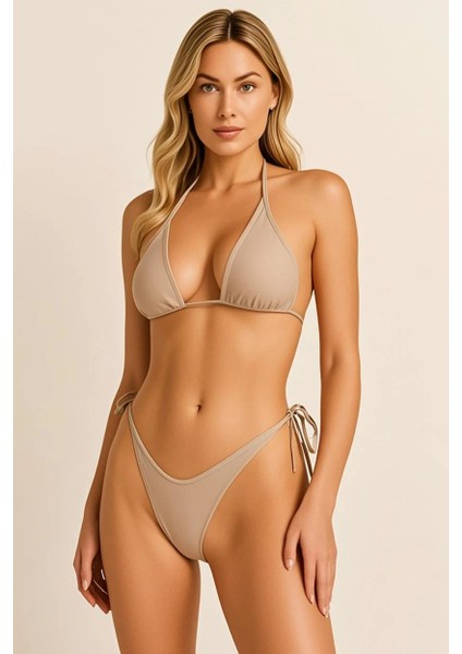 Vizon Üçgen Bikini Takımı Ayarlanabilir Bağlamalı Üst ve Alt