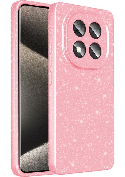 Redmi Note 14 Pro Plus Kılıf Kamera Korumalı Simli Lüks Hzrv Koton Kapak - Açık Pembe