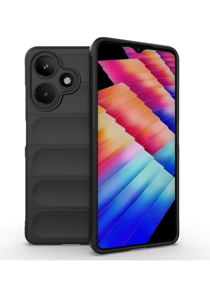 Infinix Hot 30 Kılıf Esnek Tpu Oyuklu Arka Yüzey Tasarımlı Hzrv Etnik Silikon Kapak - Siyah