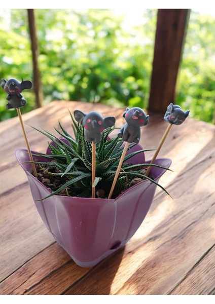 ' Gri Mini Fil Ailesi' Saksı Süsü (4 Adet)
