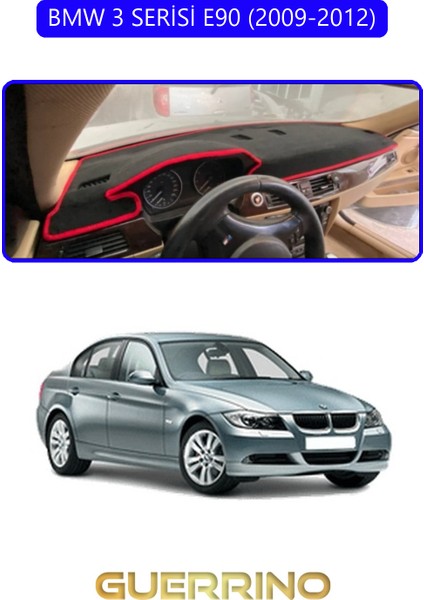 Bmw 3 Serisi E90 2009-2012TORPİDO Koruma Halısı Mavi Kenar