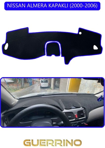 Nissan Almera Kapaklı 2000-2006TORPİDO Koruma Halısı Mavi Kenar