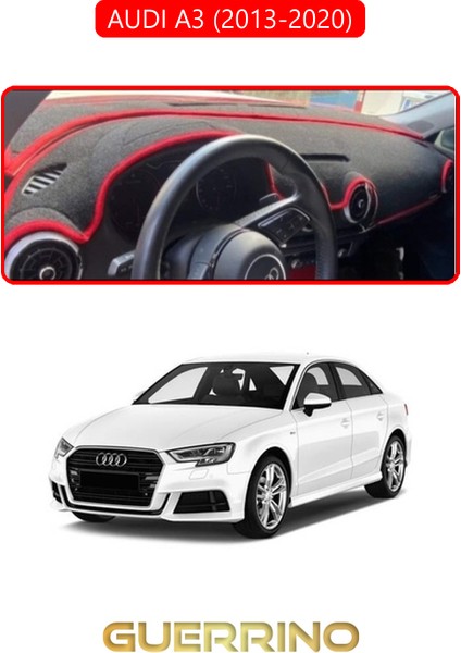 Audi A3 (2013-2020)TORPİDO Koruma Halısı Kırmızı Kenar