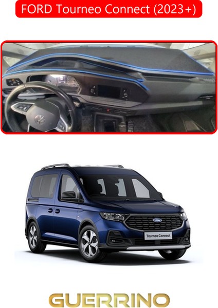 Ford Torneo Connect 2023+ (Cady 2023+)TORPİDO Koruma Halısı Kırmızı Kenar