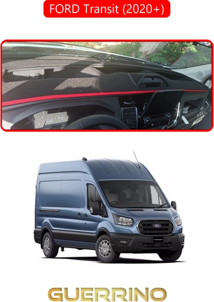 Ford Transit 2020+TORPİDO Koruma Halısı Kırmızı Kenar