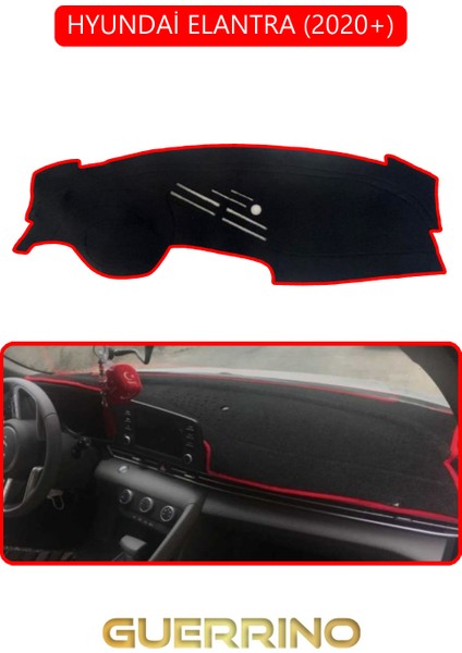 Hyundai Elantra 2020+TORPİDO Koruma Halısı Kırmızı Kenar