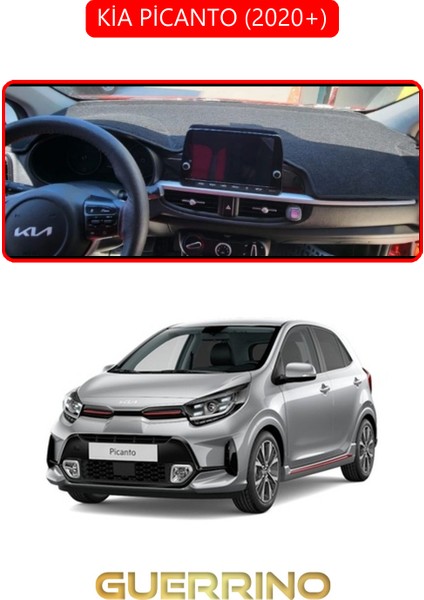 Kia Picanto 2020+TORPİDO Koruma Halısı Kırmızı Kenar