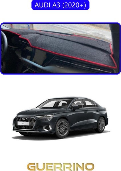 Audi A3 (2020+)TORPİDO Koruma Halısı Mavi Kenar