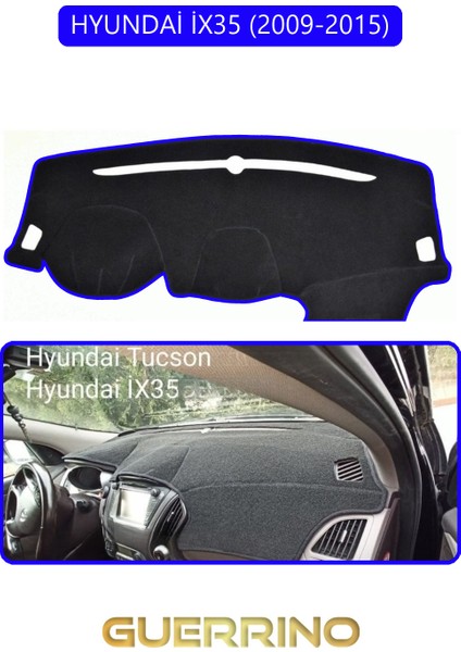 Hyundai İX35 2009-2015TORPİDO Koruma Halısı Mavi Kenar
