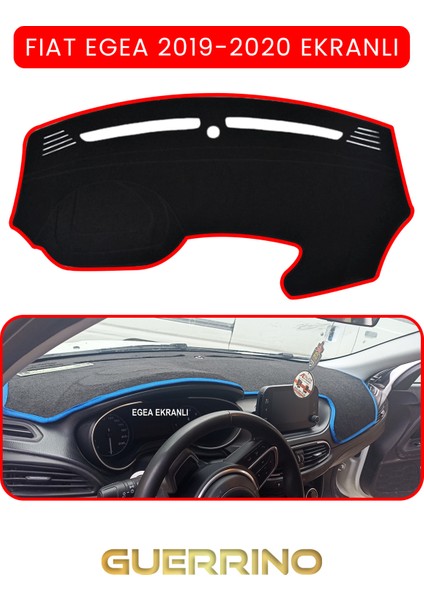 Fıat Egea 2019-2024 Modellerine Uygun Ekranlıtorpido Koruma Halısı Kırmızı Kenar