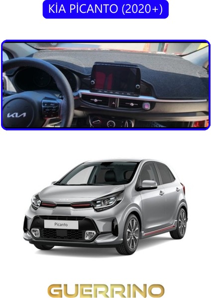 Kia Picanto 2020+TORPİDO Koruma Halısı Mavi Kenar
