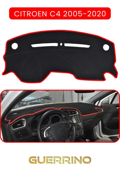 Cıtroen C4 2005-2020TORPİDO Koruma Halısı Kırmızı Kenar