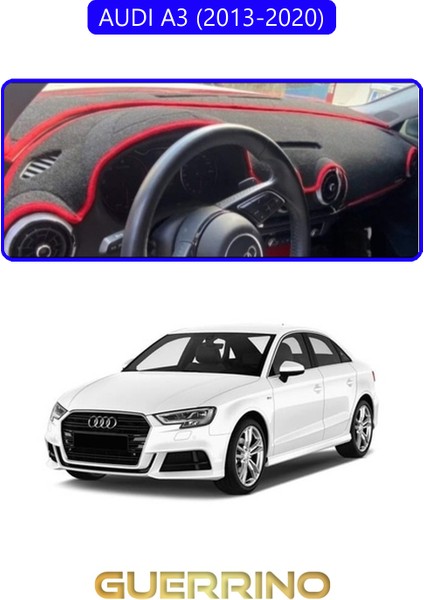 Audi A3 (2013-2020)TORPİDO Koruma Halısı Mavi Kenar