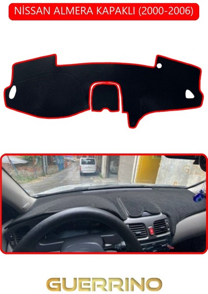 Nissan Almera Kapaklı 2000-2006TORPİDO Koruma Halısı Kırmızı Kenar