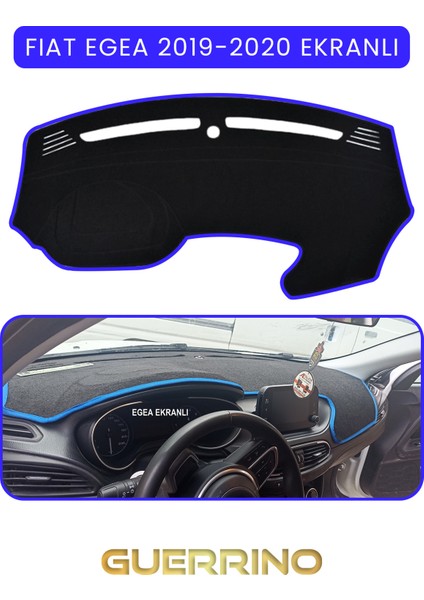 Fıat Egea 2019-2024 Modellerine Uygun Ekranlıtorpido Koruma Halısı Mavi Kenar
