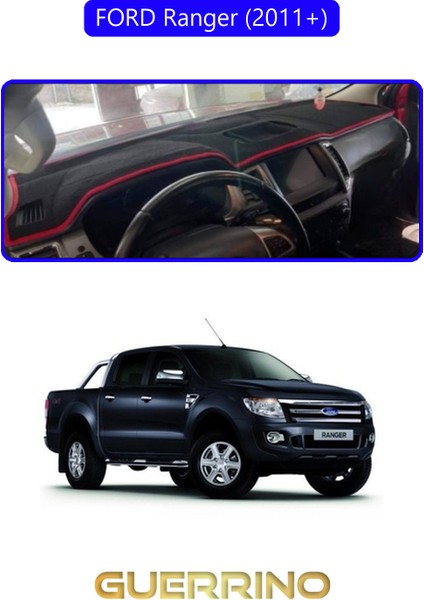 Ford Ranger (2011+) ;torpido Koruma Halısı Mavi Kenar