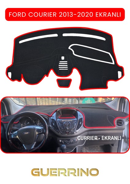 Ford Courier 2013-2020 Ekranlıtorpido Koruma Halısı Kırmızı Kenar