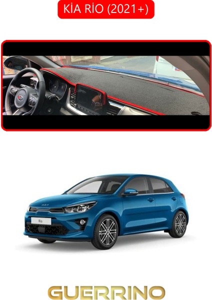 Kia Rio 2021+TORPİDO Koruma Halısı Kırmızı Kenar