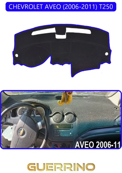 Chevrolet Aveo 2006-2011 T250TORPİDO Koruma Halısı Mavi Kenar