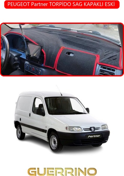 Peugeot Partner Torpido Sag Kapaklı Eski Torpido Koruma Halısı Kırmızı Kenar