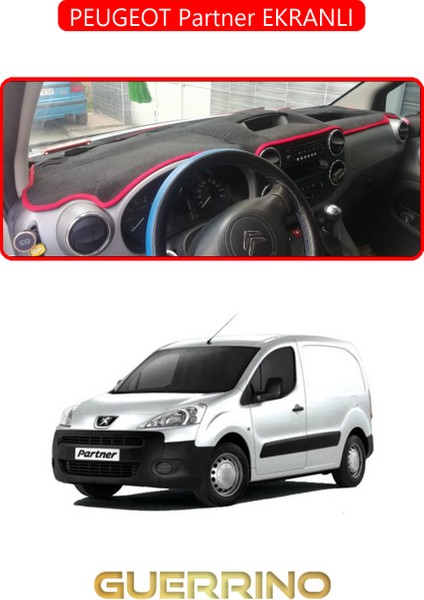Peugeot Partner Ekranlıtorpido Koruma Halısı Kırmızı Kenar