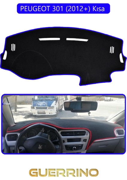 Peugeot 301 (2012+) Torpido Koruma Halısı Mavi Kenar