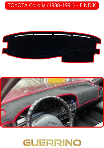 Toyota Corolla (1988-1991) Fındık Torpido Koruma Halısı Kırmızı Kenar