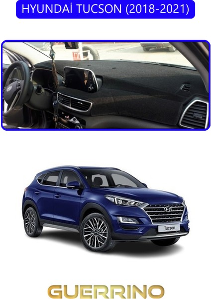 Hyundai Tucson 2018-2021TORPİDO Koruma Halısı Mavi Kenar