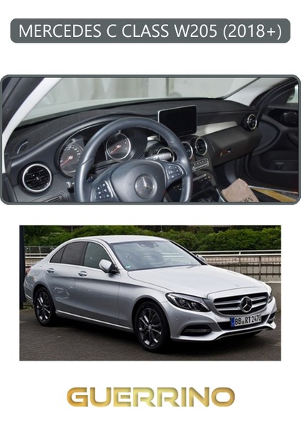 Mercedes C Class W205 2018+TORPİDO Koruma Halısı Gri Kenar