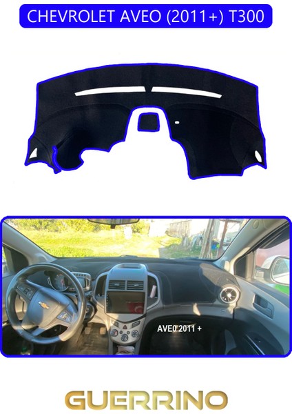 Chevrolet Aveo 2011+ T300TORPİDO Koruma Halısı Mavi Kenar