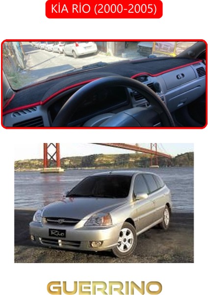 Kia Rio 2000-2005TORPİDO Koruma Halısı Kırmızı Kenar