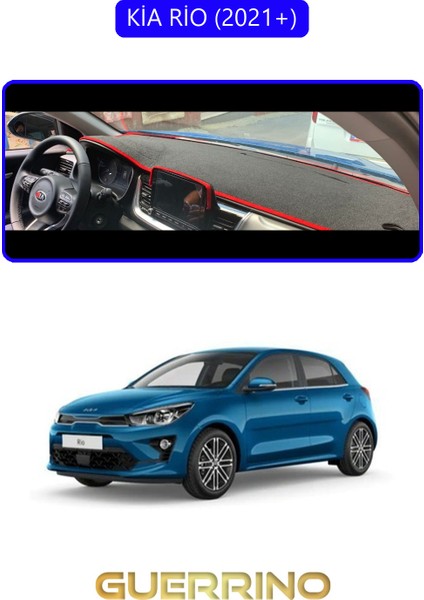 Kia Rio 2021+TORPİDO Koruma Halısı Mavi Kenar
