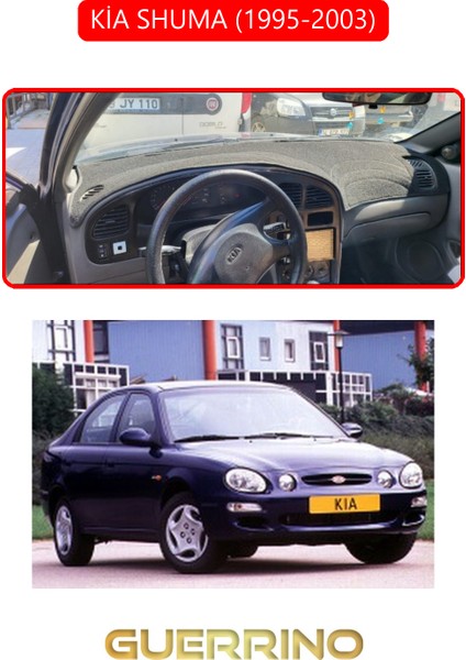 Kia Shuma 1995-2003TORPİDO Koruma Halısı Kırmızı Kenar
