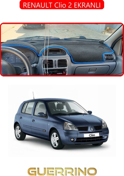 Renault Clio 2 Ekranlıtorpido Koruma Halısı Kırmızı Kenar