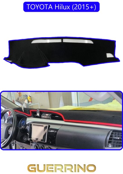 Toyota Hilux (2015+)TORPİDO Koruma Halısı Mavi Kenar