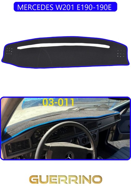 Mercedes W201 E190-190E Torpido Koruma Halısı Mavi Kenar