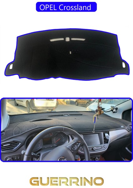 Opel Crossland Torpido Koruma Halısı Mavi Kenar