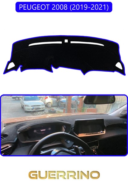 Peugeot 2008 (2019-2021)TORPİDO Koruma Halısı Mavi Kenar