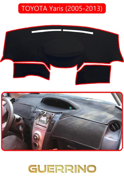 Toyota Yaris (2005-2013)TORPİDO Koruma Halısı Kırmızı Kenar