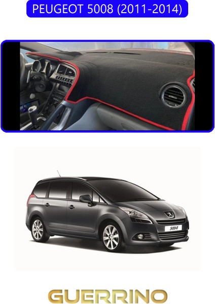 Peugeot 5008 (2011-2014)TORPİDO Koruma Halısı Mavi Kenar