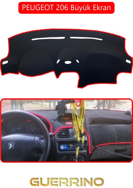 Peugeot 206 Büyük Ekrantorpido Koruma Halısı Kırmızı Kenar