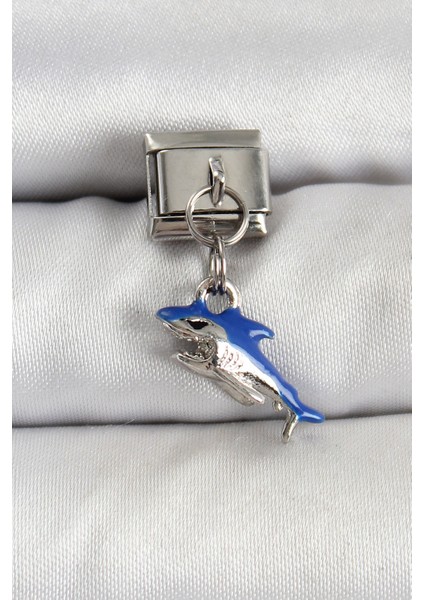 316L Çelik Sallantılı Köpekbalığı Model Gümüş Renk Nomination Charm