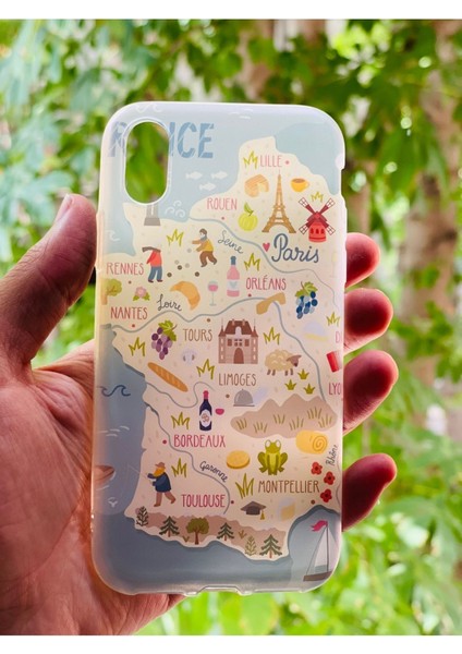 iPhone x / Xs Kılıf Harita Desenli Baskılı Silikon