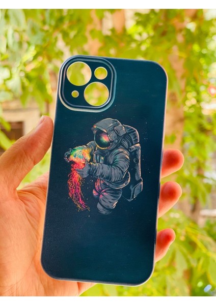 iPhone 15 Uyumlu Kılıf Astronot Desenli Baskılı Silikon