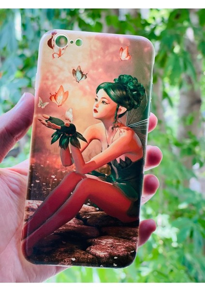 iPhone 6 Plus / 6s Plus Uyumlu Kılıf Kelebek ve Kız Desenli Baskılı Silikon