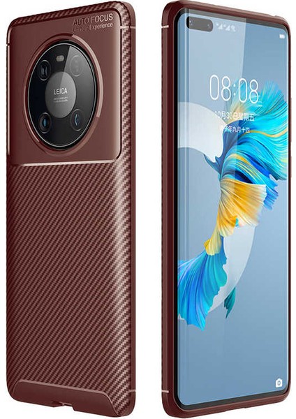 Huawei Mate 40 Pro Kılıf Hzrv Negro Silikon Kapak-Kahverengi