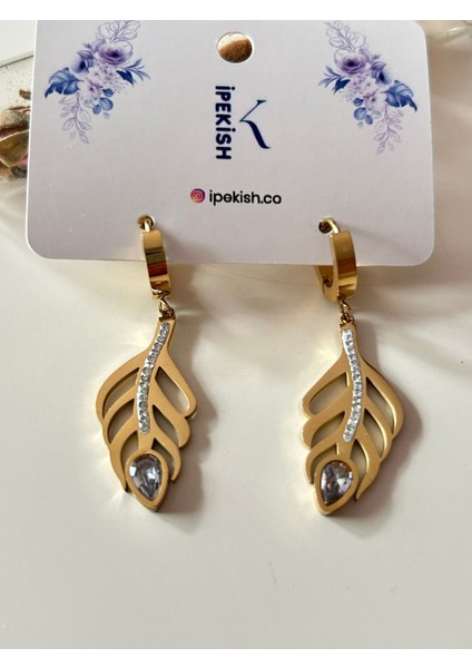 Gold Renk Göz Figürlü Zirkon Taşlı Çelik Kolye ve Sallantılı Halka Küpe Seti modelleri