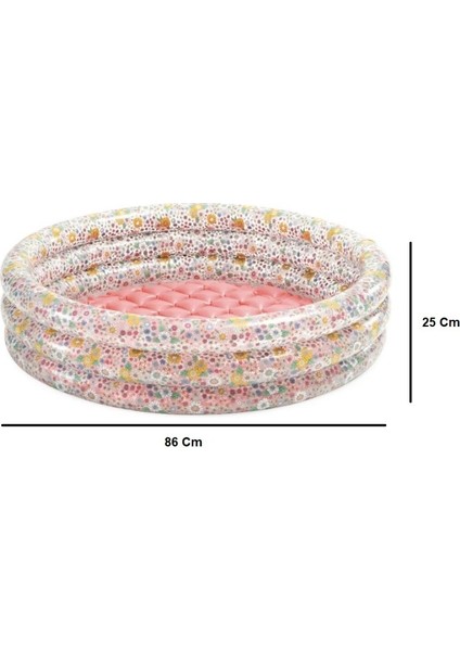 86 cm Çiçek Desenli Şişme Bebek Havuzu – Yumuşak Tabanlı 1-5 Yaş