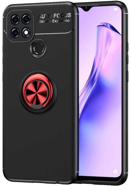 Oppo A15S Kılıf Hzrv Ravel Silikon Kapak-Siyah-Kırmızı