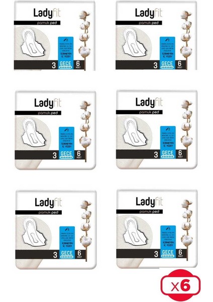 Pamuk Ped Gece 6lı x 6 Paket (36 Adet)